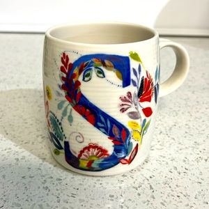 Anthropologie Starla Halfmann Mug, Letter “S”.